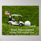Golf Save the date Golf Tournament with U.S.A.flag Poster (Voorkant)