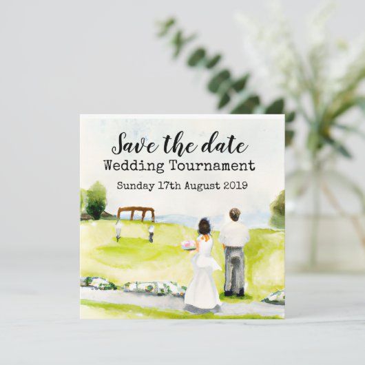 Golf Save the date Golf Wedding Tournament Aankondiging (Staand voorkant)