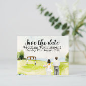 Golf Save the date Golf Wedding Tournament Aankondigingskaart (Staand voorkant)