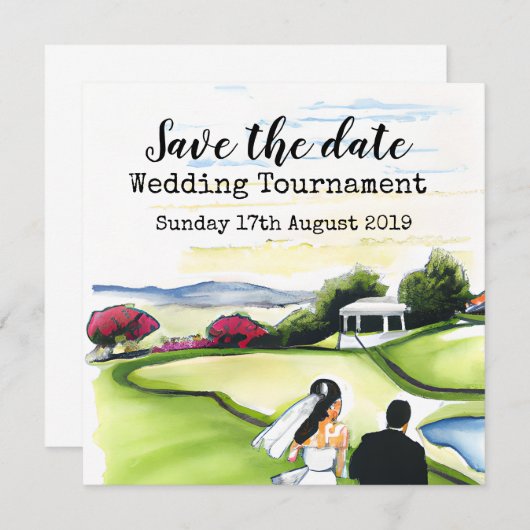 Golf Save the date Golf Wedding Tournament Announ Aankondiging (Voorkant / Achterkant)