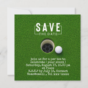 Golf save the date golfbal op de green