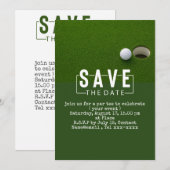 Golf save the date  golfbal op de green kaart (Voorkant / Achterkant)