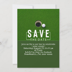 Golf save the date  golfbal op de green kaart