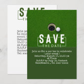 Golf save the date golfbal op de green kaart (Voorkant / Achterkant)