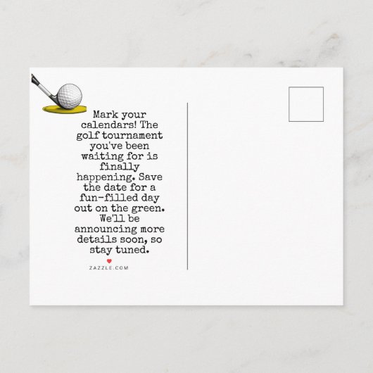 Golf Save the date Golftoernooi liefde bruiloft Aankondigingskaart (Achterkant)