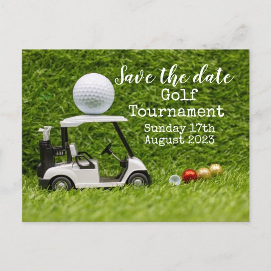 Golf Save the date Golftoernooi  met golfkar Aankondigingskaart (Voorkant)