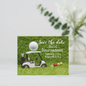 Golf Save the date Golftoernooi  met golfkar Aankondigingskaart (Staand voorkant)