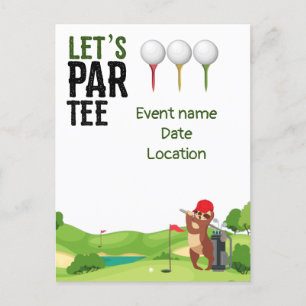 Golf Save the Date Let's Par T-shirt with Sloth gr Briefkaart