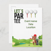 Golf Save the Date Let's Par T-shirt with Sloth gr Uitnodiging Briefkaart (Voorkant / Achterkant)