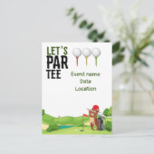 Golf Save the Date Let's Par T-shirt with Sloth gr Uitnodiging Briefkaart (Staand voorkant)