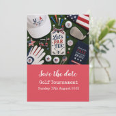 Golf Save the Date met Amerikaans thema Kaart (Staand voorkant)