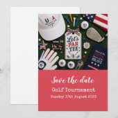 Golf Save the Date met Amerikaans thema Kaart (Voorkant / Achterkant)