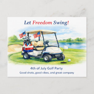 Golf Save the Date met golfbal & Amerikaanse vlag Briefkaart