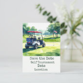 Golf Save the Date met golfbal & Amerikaanse vlag Briefkaart (Staand voorkant)