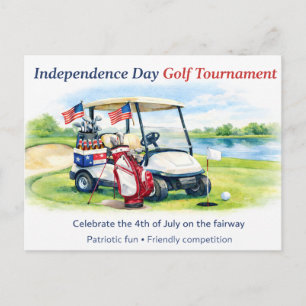 Golf Save the Date met golfbal & Amerikaanse vlag Briefkaart