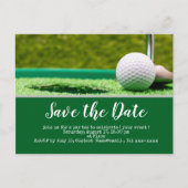 Golf save the date met golfbal en putter briefkaart (Voorkant)