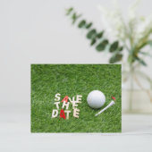 Golf Save the Date met golfbal en t-shirt Aankondigingskaart (Staand voorkant)