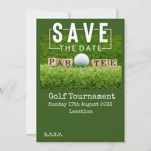 Golf Save the date met golfbal op green Kaart (Voorkant)