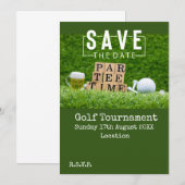 Golf Save the date met golfbal op green Kaart (Voorkant / Achterkant)