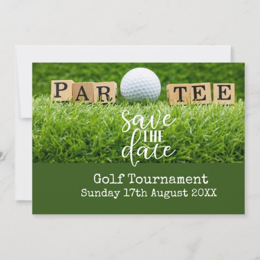 Golf Save the date met golfbal op green Kaart (Voorkant)