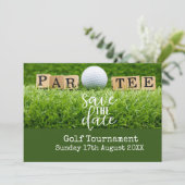 Golf Save the date met golfbal op green Kaart (Staand voorkant)
