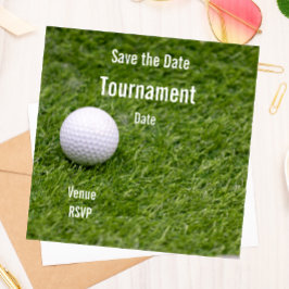 Golf Save the Date met golfbal op groen gras