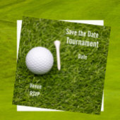 Golf Save the Date met golfbal op groen gras