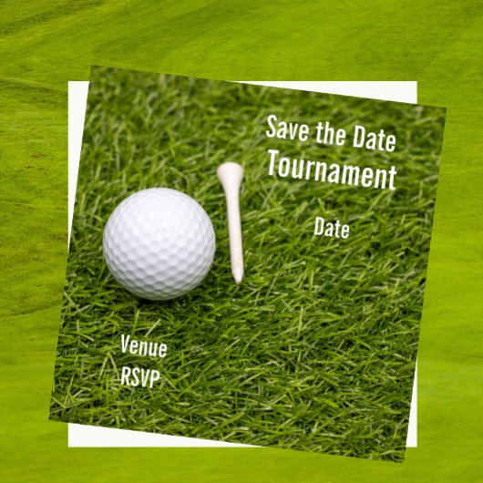 Golf Save the Date met golfbal op groen gras