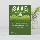 Golf Save the date met golfbal op het grasveld Kaart (Staand voorkant)