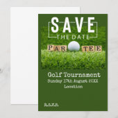 Golf Save the date met golfbal op het grasveld Kaart (Voorkant / Achterkant)