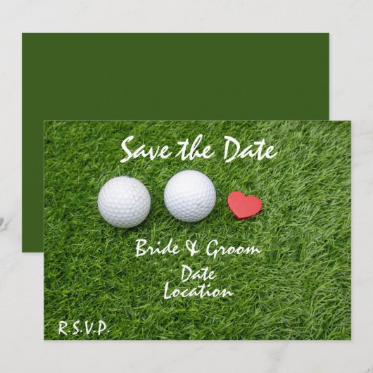 Golf Save the Date met golfbal uit liefde voor gro Kaart (Voorkant / Achterkant)