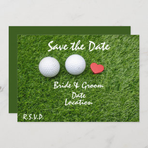 Golf Save the Date met golfbal uit liefde voor gro Kaart