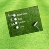 Golf Save the Date met golfballen op groen gras Briefkaart