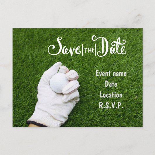 Golf Save the Date met golfballen op groen gras Briefkaart (Voorkant)
