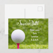 Golf Save the Date met golfballen op groen gras Briefkaart (Voorkant / Achterkant)