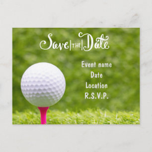 Golf Save the Date met golfballen op groen gras Briefkaart