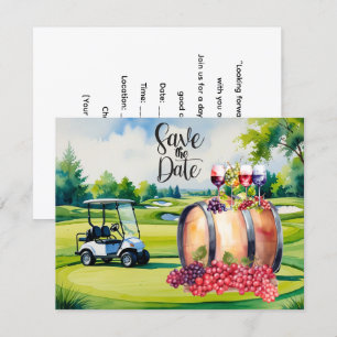 Golf Save the Date met golfballen op groen gras Kaart