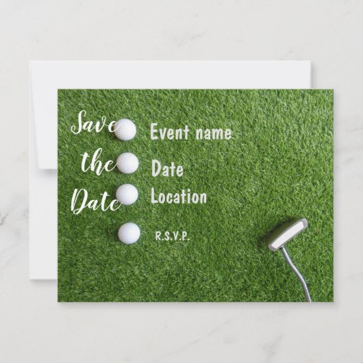 Golf Save the Date met golfballen op groen gras Kaart (Voorkant)