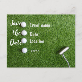 Golf Save the Date met golfballen op groen gras Kaart