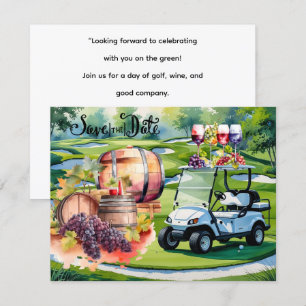 Golf Save the Date met golfballen op groen gras Kaart