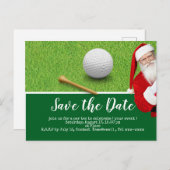 Golf save the date met Kerstman voor Kerstmis Feestdagenkaart (Voorkant / Achterkant)