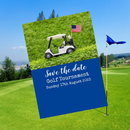 Golf Save the Date met vlag van Amerika Kaart