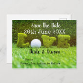 Golf Save the date of bruiloft with golf ball Uitnodiging Briefkaart (Voorkant / Achterkant)
