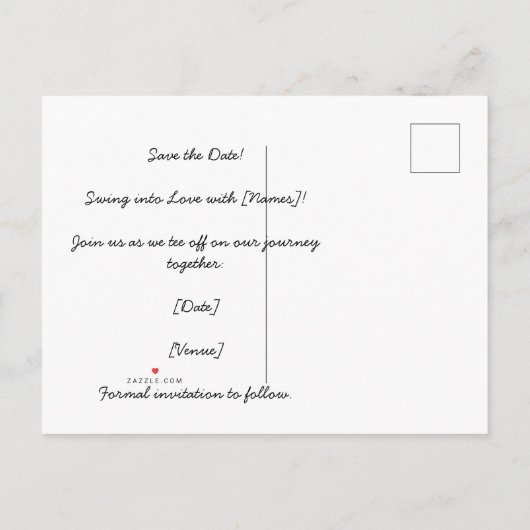 Golf Save the date of bruiloft with golf ball Uitnodiging Briefkaart (Achterkant)