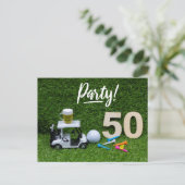 Golf Save the date Party 50th Birthday golfer Aankondigingskaart (Staand voorkant)