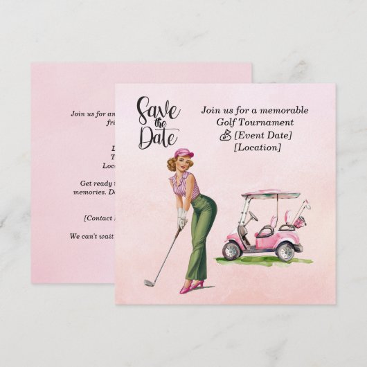 Golf Save the Date Party for women golfer party Kaart (Voorkant / Achterkant)