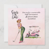 Golf Save the Date Party for women golfer party Kaart (Voorkant)