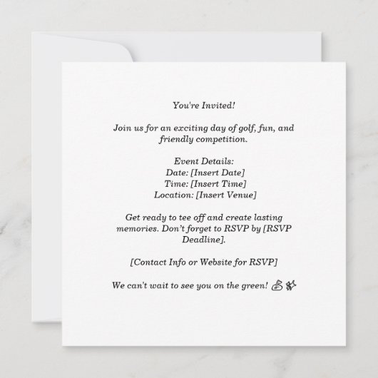 Golf Save the Date Party for women golfer party Kaart (Achterkant)