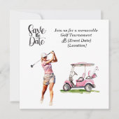 Golf Save the Date Party for women golfer party Kaart (Voorkant)