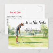 Golf save the date voor vrouwentoernooi briefkaart (Voorkant / Achterkant)